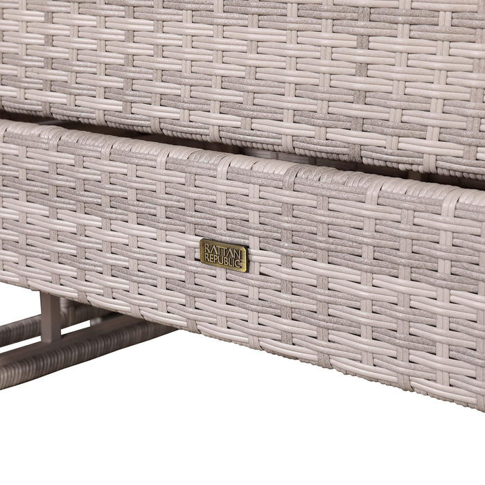 Sloane Range Left Hand Corner Sofa Set with Rising Table in Beige Grey OR Dark Grey OR Light Grey Weave - Abode Avenue