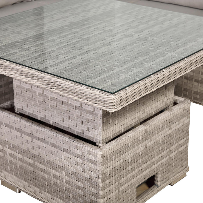 Havana Range Square Corner Outdoor Sofa Set – Modular Rattan Garden Furniture with Adjustable Table & Cushioned Ottomans - Abode Avenue