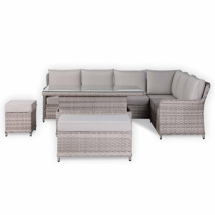 Havana Range High Back Right Hand Corner Outdoor Sofa Set with Rising Table – Modular Rattan Garden Furniture