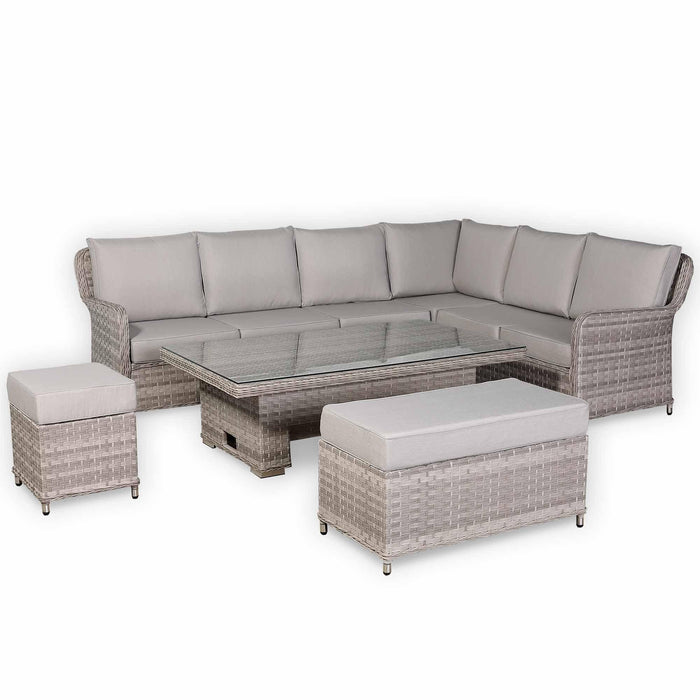 Havana Range High Back Right Hand Corner Outdoor Sofa Set with Rising Table – Modular Rattan Garden Furniture