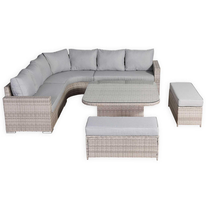 Aurora Range Large Round Corner Sofa Set with AdjustableTable - Abode Avenue
