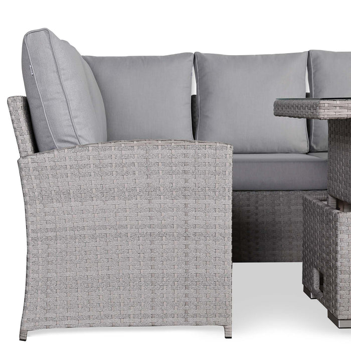 Sloane Range Right Hand Corner Sofa Set with Adjustable Rising Table in Beige Grey OR Dark Grey OR Light GreyWeave - Abode Avenue