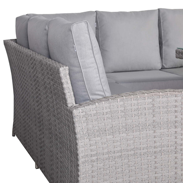 Sloane Range Left Hand Corner Sofa Set with Rising Table in Beige Grey OR Dark Grey OR Light Grey Weave - Abode Avenue