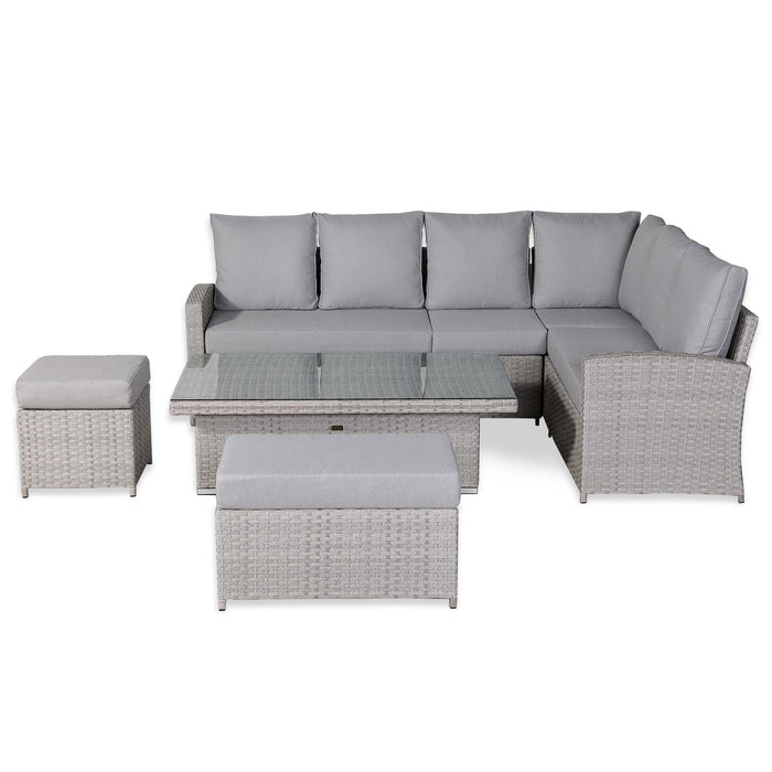 Sloane Range Right Hand Corner Sofa Set with Adjustable Rising Table in Beige Grey OR Dark Grey OR Light GreyWeave - Abode Avenue