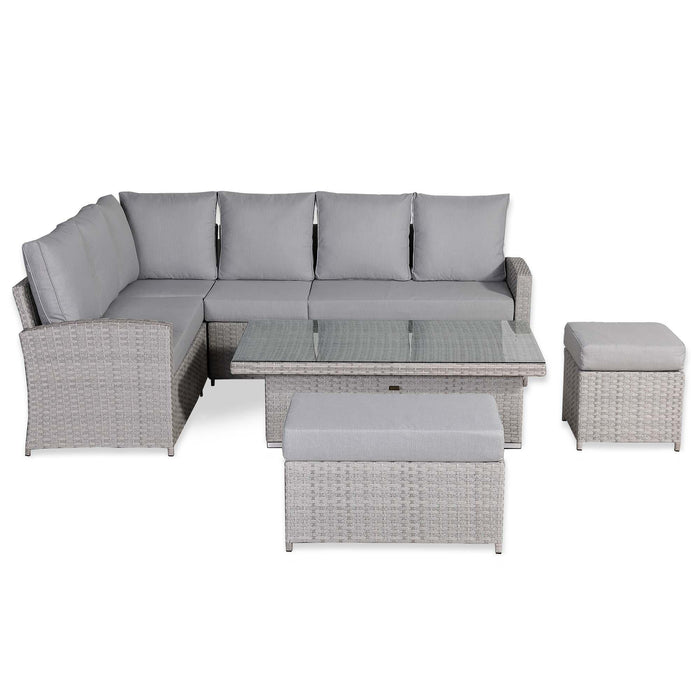 Sloane Range Left Hand Corner Sofa Set with Rising Table in Beige Grey OR Dark Grey OR Light Grey Weave - Abode Avenue