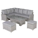 Sloane Range Left Hand Corner Sofa Set with Rising Table in Beige Grey OR Dark Grey OR Light Grey Weave - Abode Avenue