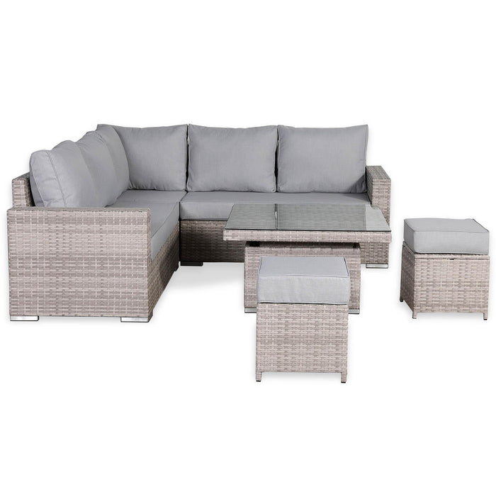 Aurora Range High Back Corner Rattan Sofa Set with Adjustable Table - Abode Avenue