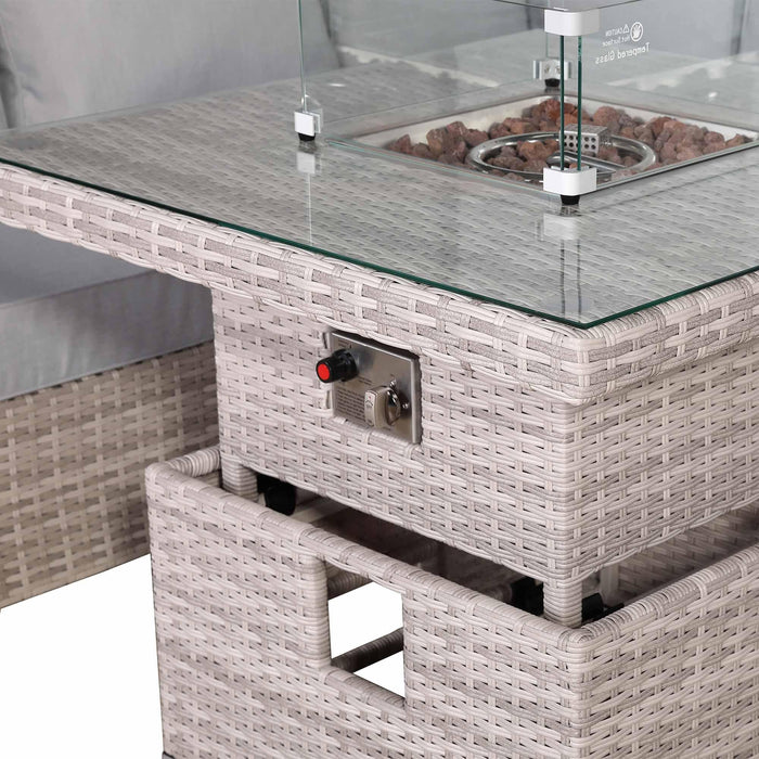 Aurora Range High Back Corner Sofa Set with Fire Pit Adjustable Table - Abode Avenue