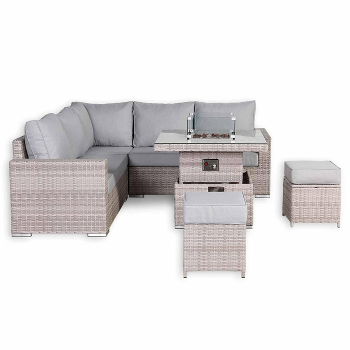 Aurora Range High Back Corner Sofa Set with Fire Pit Adjustable Table - Abode Avenue