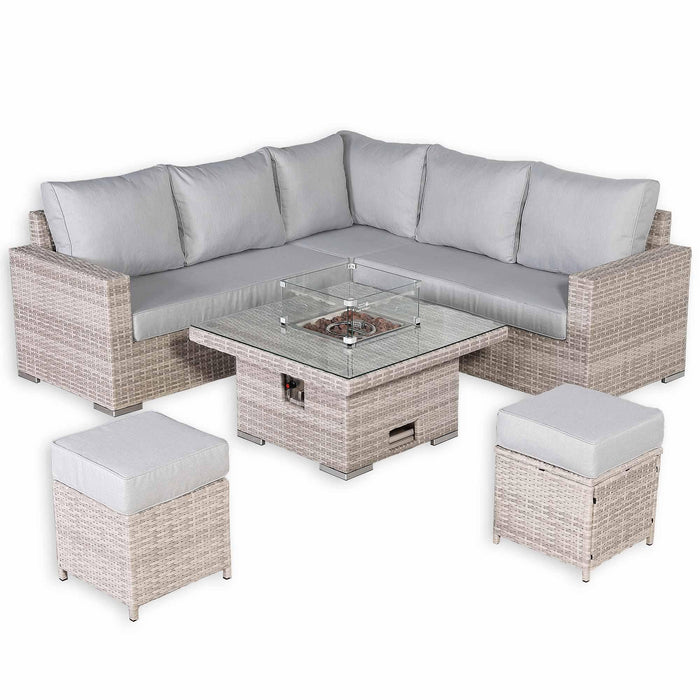 Aurora Range High Back Corner Sofa Set with Fire Pit Adjustable Table - Abode Avenue