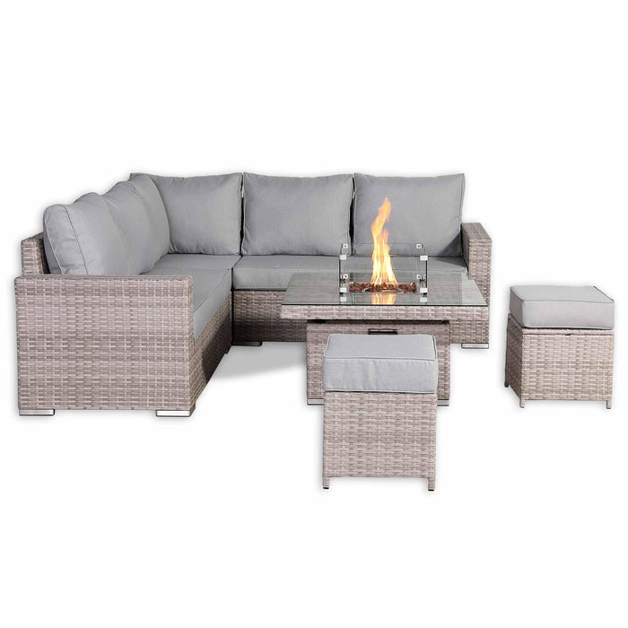 Aurora Range High Back Corner Sofa Set with Fire Pit Adjustable Table - Abode Avenue