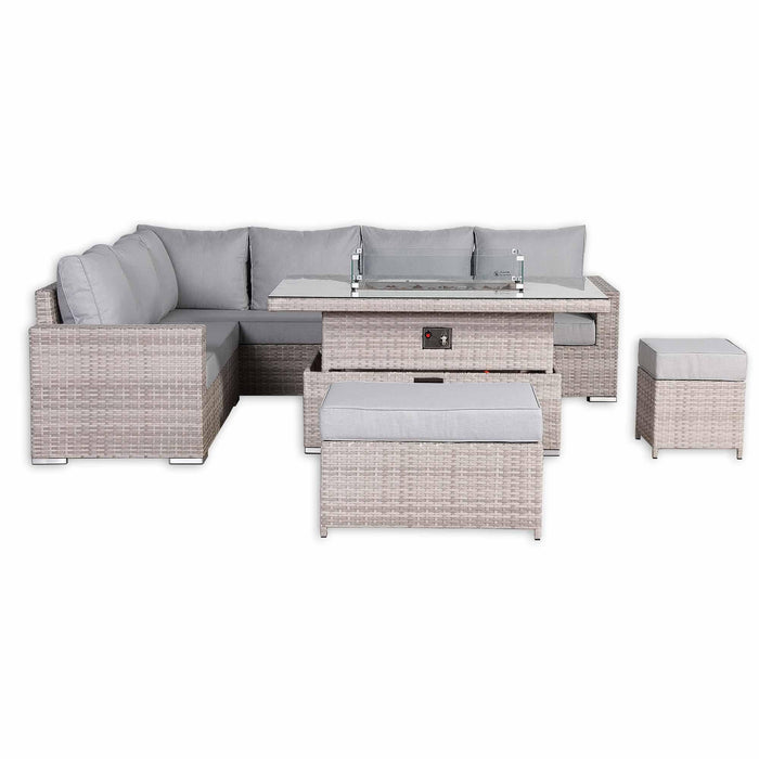 Aurora Range High Back Left Hand Corner Sofa Set with Fire Pit Adjustable Table - Abode Avenue
