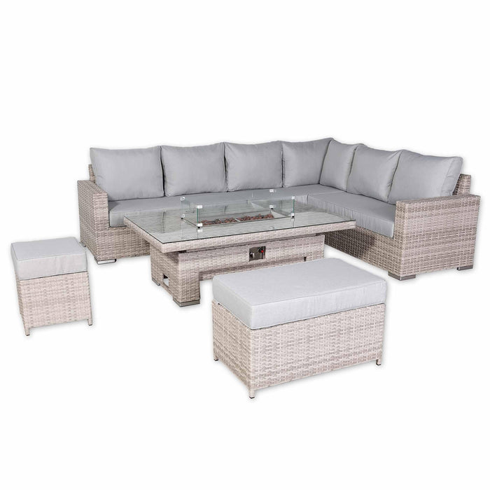 Aurora Range High Back Right Hand Corner Sofa Set with Fire Pit AdjustableTable - Abode Avenue