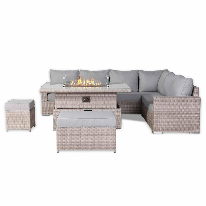 Aurora Range High Back Right Hand Corner Sofa Set with Fire Pit AdjustableTable - Abode Avenue