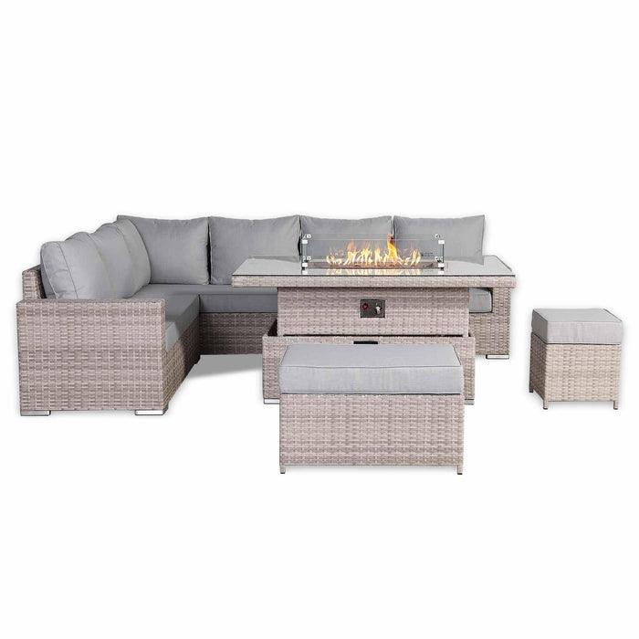 Aurora Range High Back Left Hand Corner Sofa Set with Fire Pit Adjustable Table - Abode Avenue