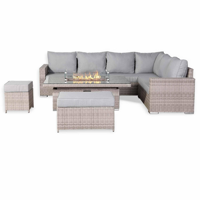 Aurora Range High Back Right Hand Corner Sofa Set with Fire Pit AdjustableTable - Abode Avenue
