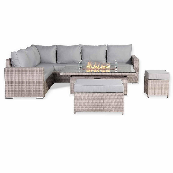 Aurora Range High Back Left Hand Corner Sofa Set with Fire Pit Adjustable Table - Abode Avenue