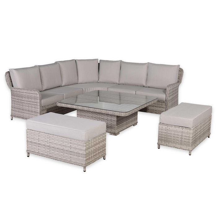Havana Range Round Corner Outdoor Sofa Set with Rising Table – Modular Rattan Garden Furniture