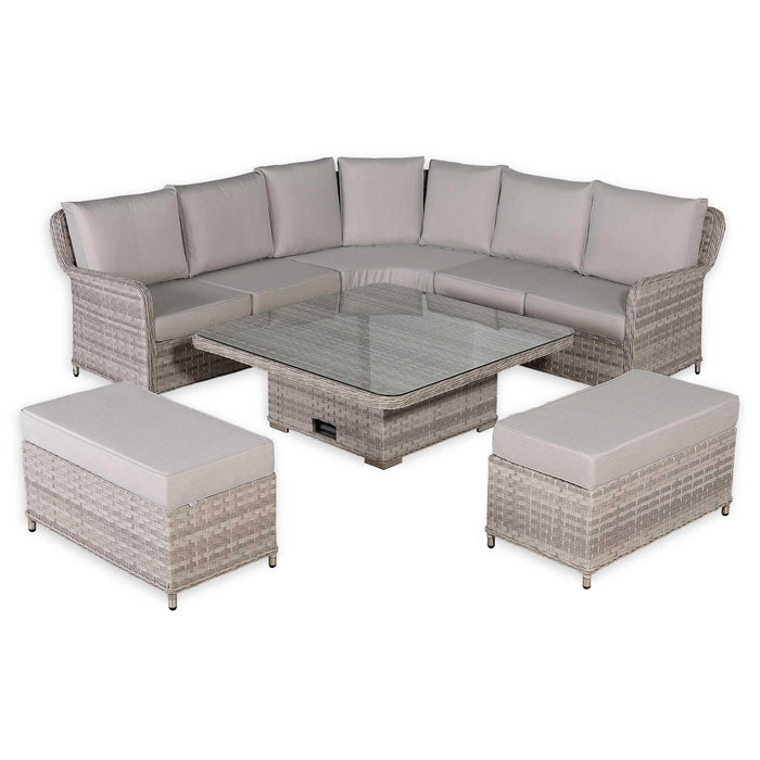 Havana Range Round Corner Outdoor Sofa Set with Rising Table – Modular Rattan Garden Furniture