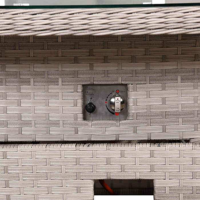 Havana Range Round Corner Outdoor Sofa Set with Fire Pit Rising Table – Modular Rattan Garden Furniture