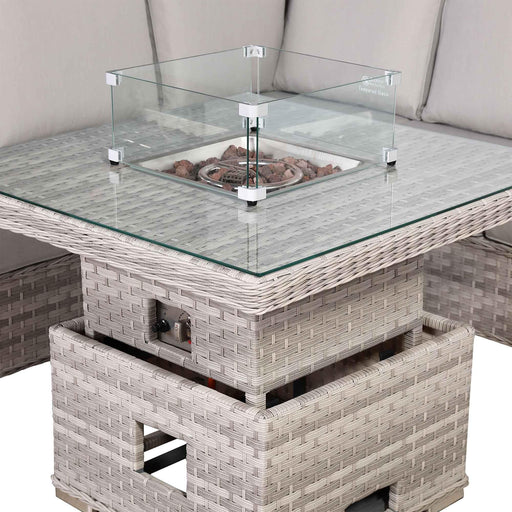 Havana Range Square Corner Outdoor Sofa Set with Built-In Fire Pit – Modular Rattan & Aluminium Garden Furniture - Abode Avenue