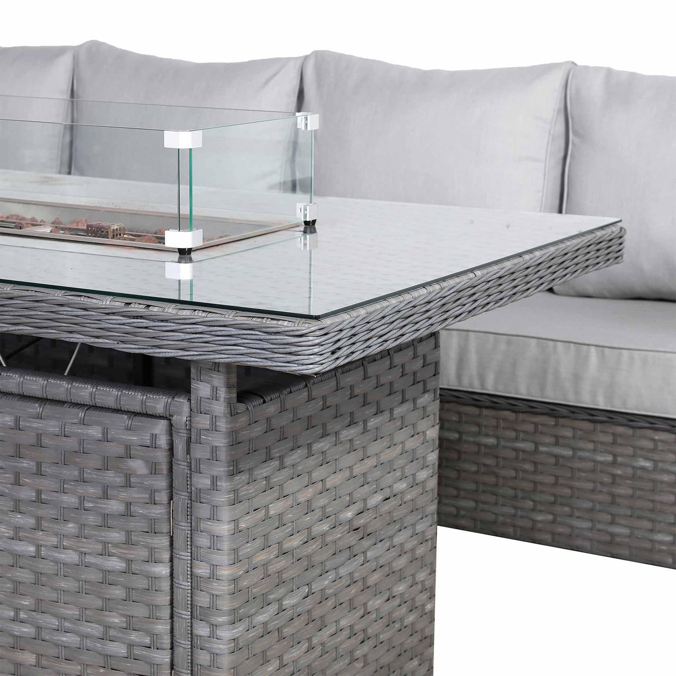 Catalina Range Modular Rattan Corner Sofa Set with Adjustable Rising Table or Gas Fire Pit Table - Abode Avenue