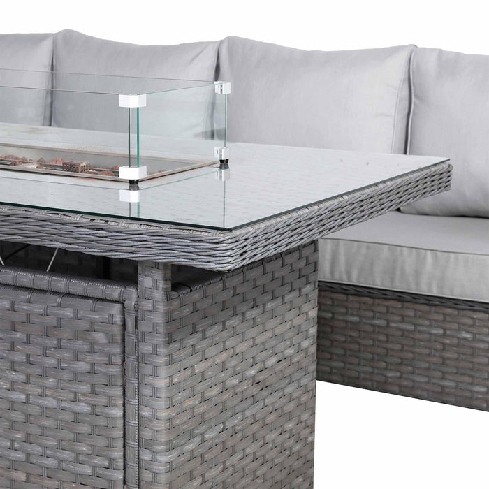 Catalina Range Modular Rattan Corner Sofa Set with Adjustable Rising Table or Gas Fire Pit Table - Abode Avenue