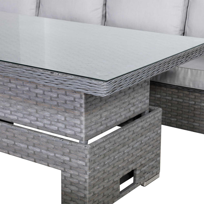 Catalina Range Modular Rattan Corner Sofa Set with Adjustable Rising Table or Gas Fire Pit Table - Abode Avenue