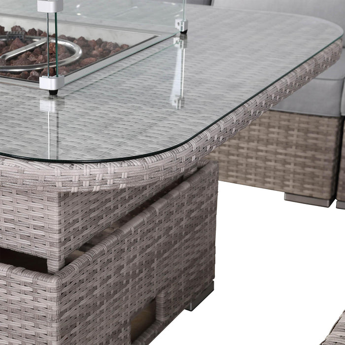 Aurora Range Large Round Corner Sofa Set with Fire Pit Adjustable Table - Abode Avenue