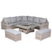 Aurora Range Large Round Corner Sofa Set with Fire Pit Adjustable Table - Abode Avenue