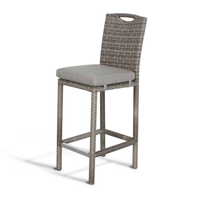 Cambridge Aluminium Frame Round Bar Set – Stone Browne Grey PE Rattan, 6-Seater with Ice Bucket & Parasol Hole - Abode Avenue