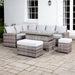 Sloane Range Left Hand Corner Sofa Set with Rising Table in Beige Grey OR Dark Grey OR Light Grey OR Rustic Grey Rattan Weave - Abode Avenue